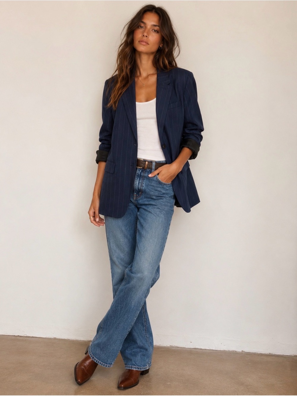 Theory Navy Pinstripe Blazer Size 8 NWOT